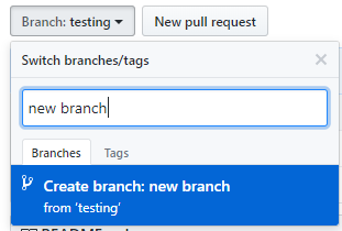 branch creation screenshot